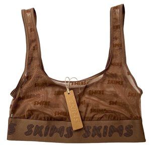 SKIMS After Hours Scoop Bralette Logo Mesh Jasper Womens XXS